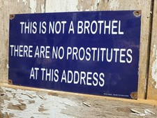 VINTAGE BROTHEL PORCELAIN SIGN RARE OLD GENTELMENS CLUB BAR HOUSE LONDON ENGLAND picture