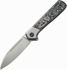 WE Knife Soothsayer Titanium Frame Lock Drop Point Plain Edge w/ Clip Gray/Black picture