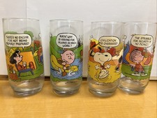 Vintage Set Of 4 McDonald’s Camp Snoopy Glasses Peanuts - 1983 - UNUSED picture