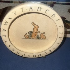 Vintage Alphabet 3 Rabbit Baby Plate picture