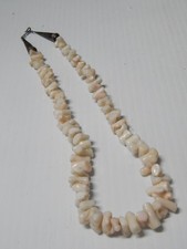 VINTAGE  PAWN NAVAJO INDIAN STERLING SILVER + RARE WHITE CORAL NECKLACE picture