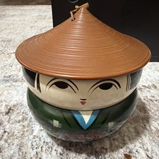 Vintage Japanese Kokeshi Lacquerware Stacking Bento  Candy Bowl Tiered Jubako  picture