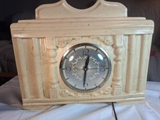 NICE Vintage Antique Lanshire Clock Faux Marble Resin Electric Mantle Desk Clock picture