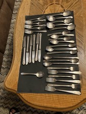 34 Piece Wm.A.Rogers Oneida LTD Stainless VINTAGE Flatware Set picture