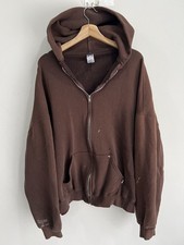 Vtg Russell Athletic Brown zip up hoodie sweater thrash xxl picture