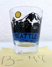 Vintage Seattle Washington Shot Glass Space Needle Mt Rainier Ferry Barware Gift picture