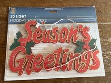 VTG 70's Seasons Greetings 20 Light Indoor Outdoor Christmas Sign Decor 18” picture