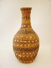 Vintage Native American wrapped glass bottle woven textured picture