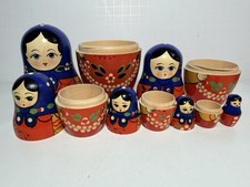 Trad. Zagorsk 50s-70s Russian VTG Hand Painted Nesting Dolls 6 pcs BABUSHKA USSR picture