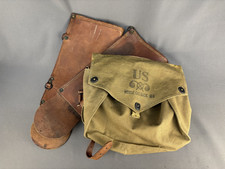 WW2 US M4 Horse Gas Mask Canvas Pouch, Cannister Carriers, &  Hoses (Incomplete) picture