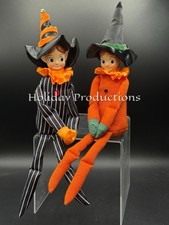 Set Of 2 Weighted 16” Pixie Elf Witch Halloween Knee Huggers Retro Style New picture