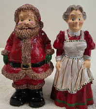 Pair of Vintage Pino Silvestri Santa & Mrs Claus Christmas Figurines Used picture