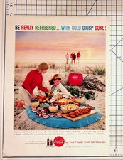 1959 Coca-Cola Magazine Ad Beach Picnic Vintage Soda Pop Ephemera Print picture