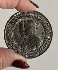 1851 Queen Victoria & Prince Albert Industrial Exhibition Heavy Metal Medal 2” picture