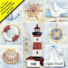 (160) TWO Paper Luncheon Decoupage Art Craft Napkins - SEA THINGS GULLS BEACH picture