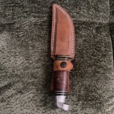 Vintage 1985 Western USA L66 Fixed Blade Hunting Knife Leather Sheath DateCode I picture