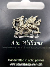 A.E. Williams Fine Brittish Pewter Welsh Dragon Lapel Hat Pin picture