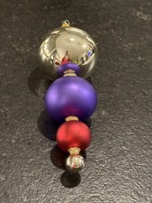 Christopher Radko Triple Drop Ornament Vintage Silver Purple Red 8” EUC picture