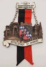 VTG 1978 VOLKSWANDERLING German Hiking Medal Pinback Mittelstadt St. Ingbert picture