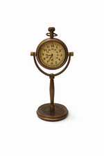 Vintage Brass Desktop Table Clock on Stand Antique Style Display Timepiece picture